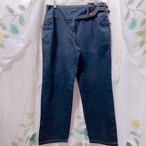 HARVÉ BENARD BLUE COTTON DENIM WIDE LEG JEANS SZ 14